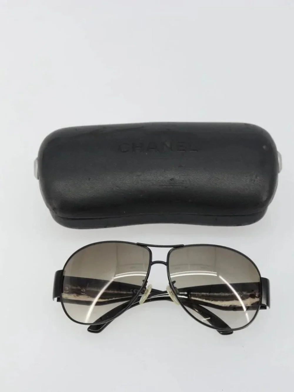 CHANEL Sunglasses plastic Black 4128 CC Auth hk3744A
